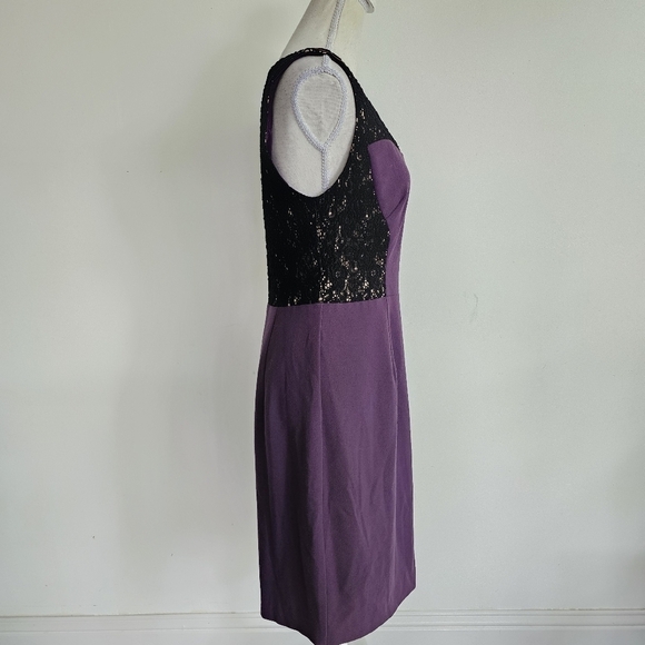 Black Halo "Guipure" Purple and Black Sheath Dress - Picture 8 of 10